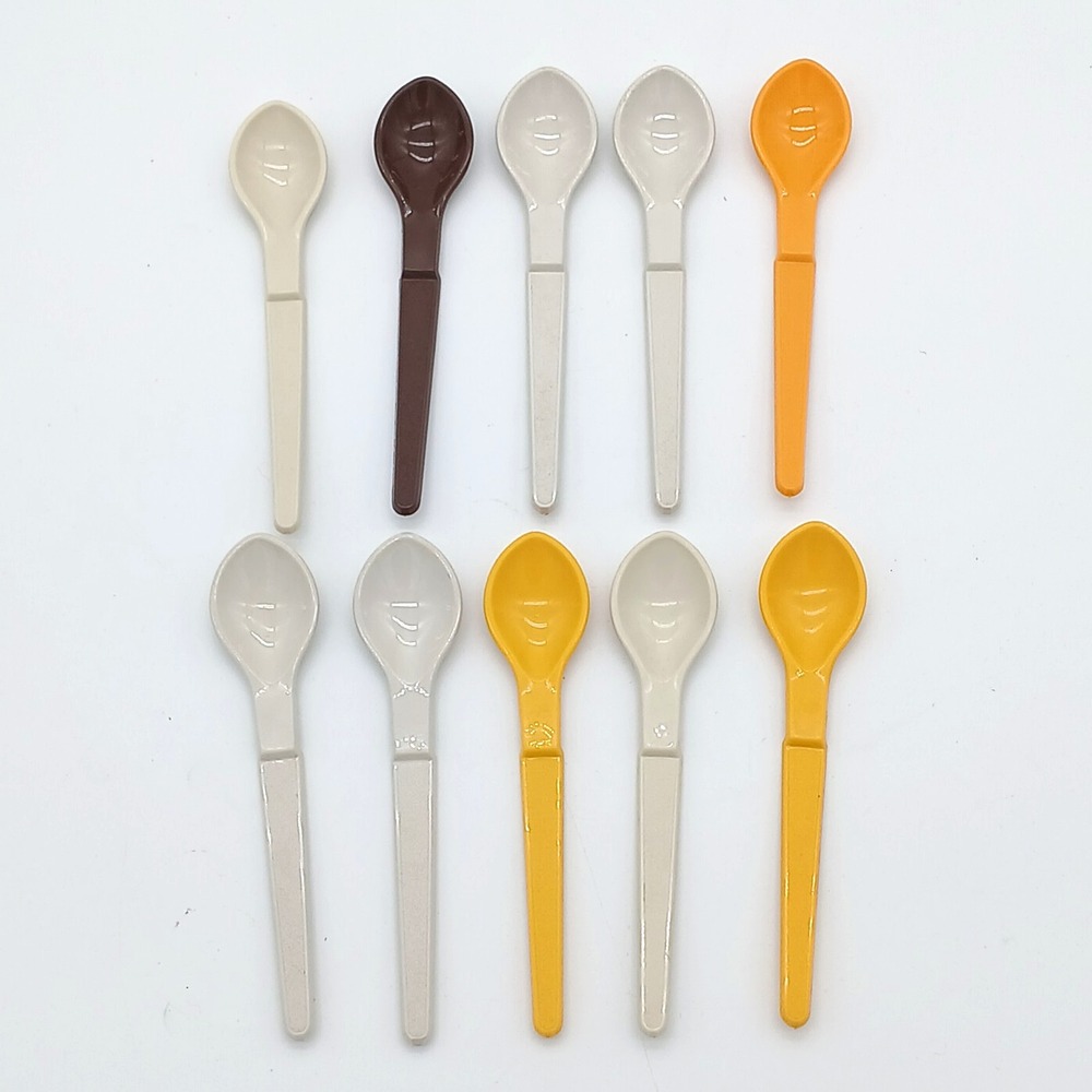 Vintage Tupperware #1208 Hang-On Spoons Baby Condiments Sugar Lot of 10
